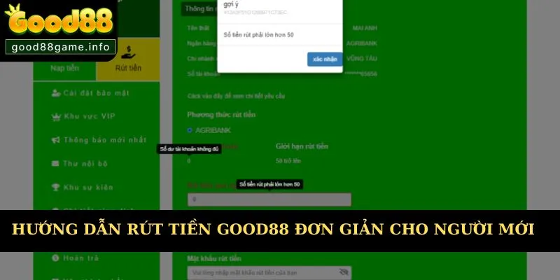 Hướng dẫn rút tiền Good88 đơn giản nhất cho người mới  Hướng dẫn rút tiền Good88 đơn giản nhất cho người mới